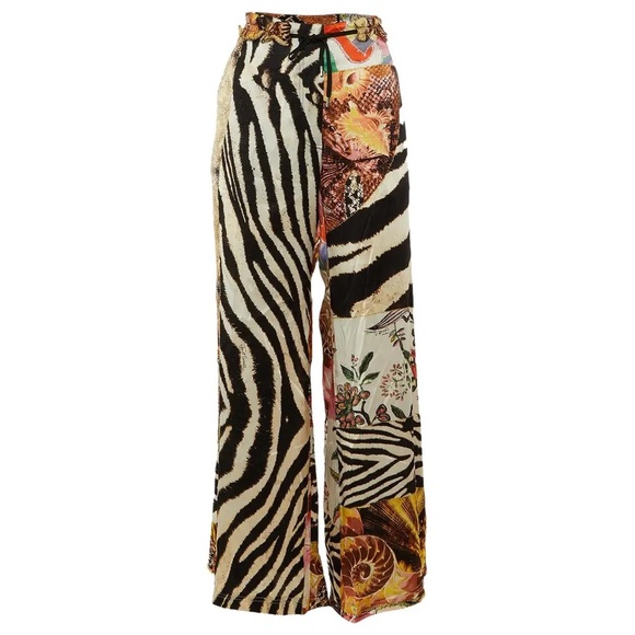 Just Cavalli Zebra and Floral Wide Leg Pants - Picture 1 of 7